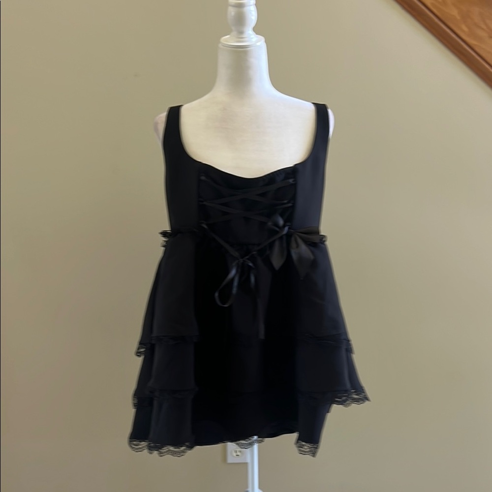 Hot Topic Social Collision  Black Lace-Up Tiered Dress Size 3X New With Tag